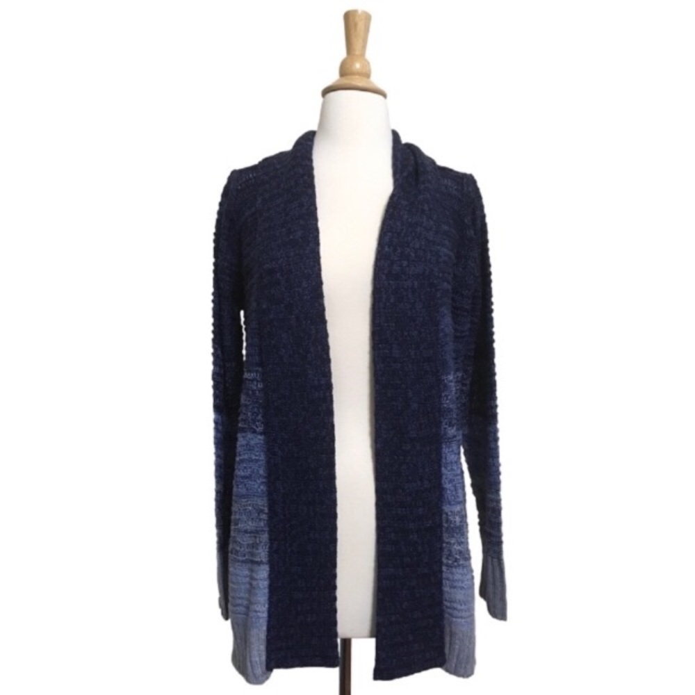 💥 CLEARANCE Blue Ombré Shawl Collar Open Cardigan Sweater - Picture 2 of 3